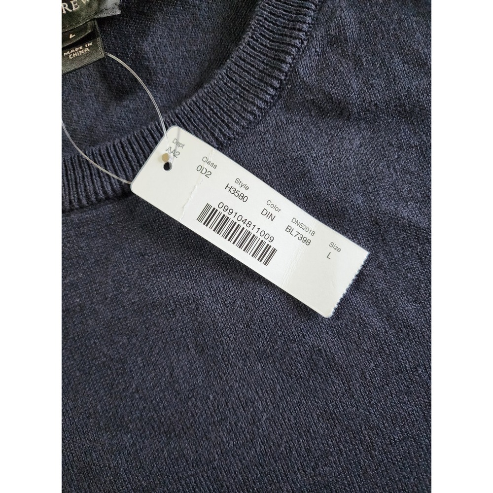 J.Crew Mens Navy Blue 100% Cotton Crewneck Sweater Size Large NWT Preppy H3580 - Picture 4 of 6